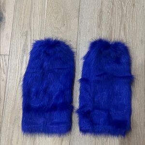 Blue Faux Fur rave leg warmers fluffers new